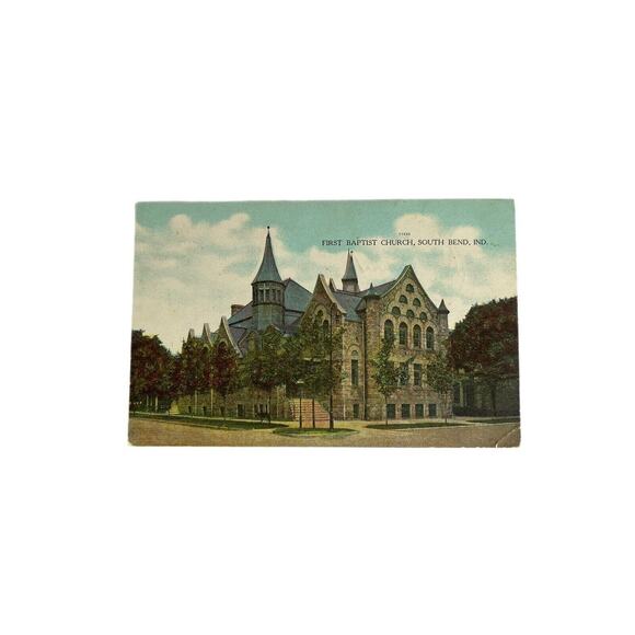 Antique Early 1900s Litho Ephemera Postcard First Baptist Church South Bend Inc - Picture 2 of 3